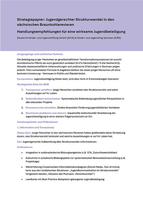 Deckblatt des Strategiepapiers Strukturwandel